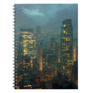 Glowing Skyline Midnight City Lights Notebook