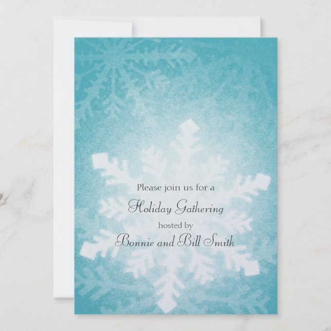 Glowing Snowflake Holiday Gathering Invitation (Front)