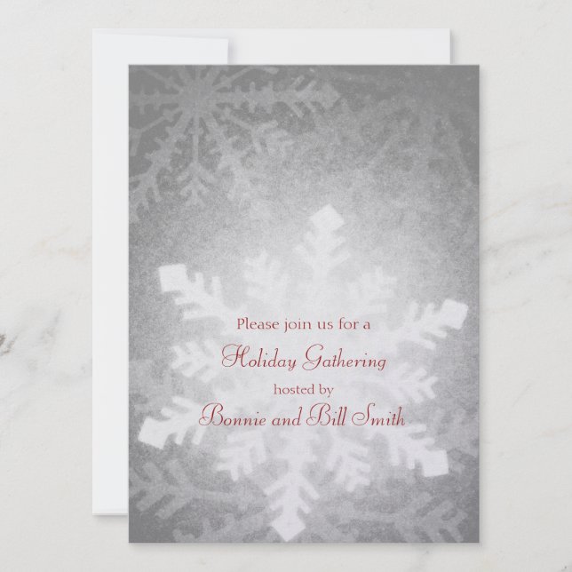 Glowing Snowflake Holiday Gathering Invitation (Front)