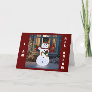GLOWING SNOWMAN SAYS "MERRY CHRISTMAS" HOLIDAY CARD