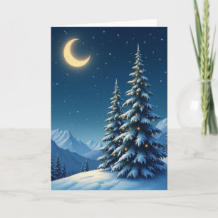 Glowing Snowy Christmas Night Card