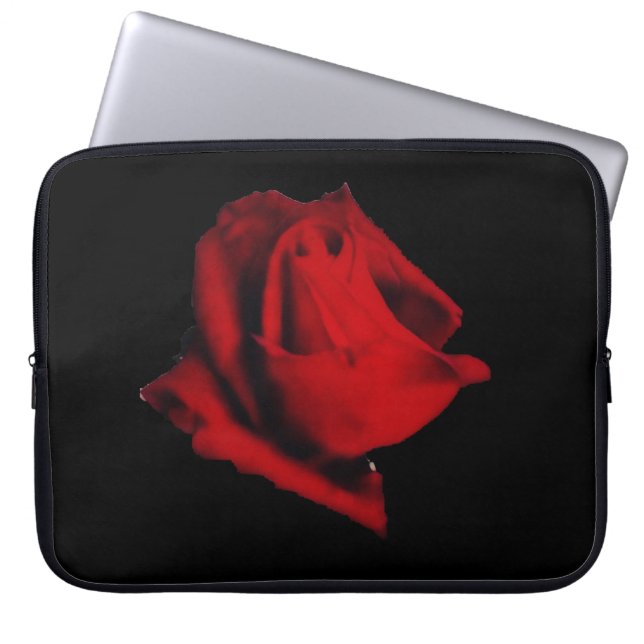 Glowing soft red rose mystery laptop sleeve (Front)