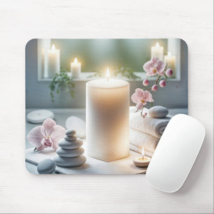 Glowing Spa Candles With Orchids and Towels Mouse Pad