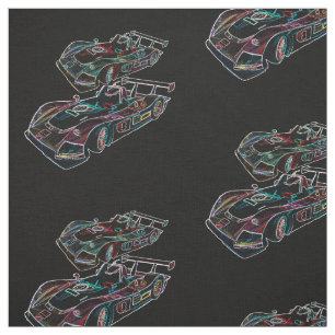 Glowing Sparkling Racing Luxury Neon Colours Cars Fabric