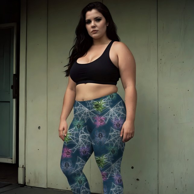Glowing Spiders Rainbow  colourful arachnid allure Leggings (Creator Uploaded)