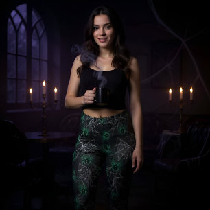 Glowing Spiders toxic green - creepy cool Leggings