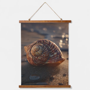 Glowing Spiral Shell with Fairy Lights Art Hanging Tapestry