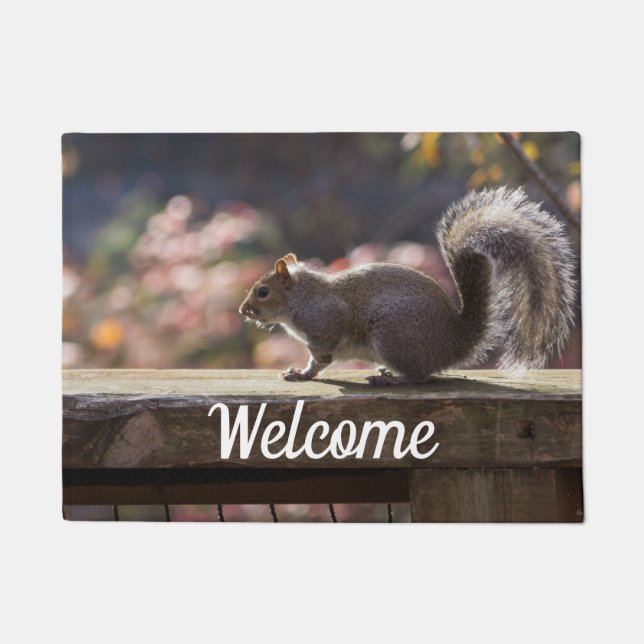 Glowing Squirrel Welcome Doormat (Front)