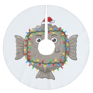 Glowing Starfish Christmas Lights Underwater Brushed Polyester Tree Skirt