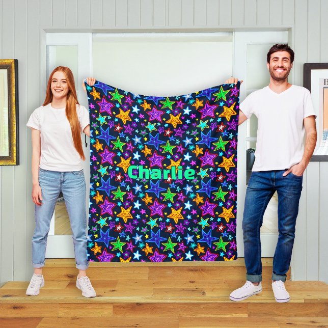 Glowing Stars Pattern Kids Bedding Fleece Blanket (Creator Uploaded)