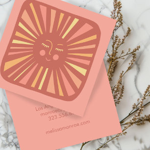 Glowing Sun Cute and Charming Pink  Square Busines Business Card