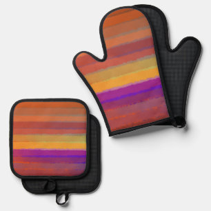 Glowing Sunrise Salty Watercolor Pop Of Colour Art Oven Mitt & Pot Holder Set