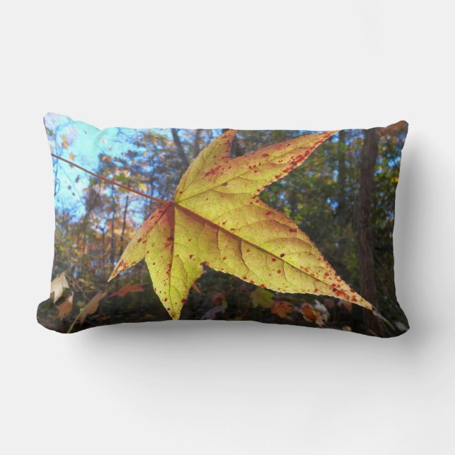 Glowing Sweetgum Leaf in the Forest Lumbar Cushion (Front)