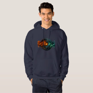 Glowing Teal Orange Sci-Fi Circle Lens Hoodie