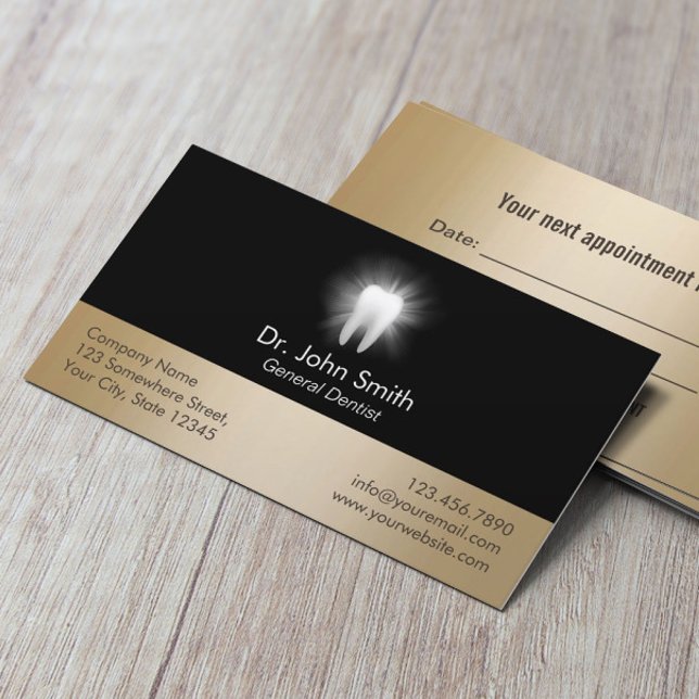 Glowing Tooth Black & Gold Dental Care Appointment (Creator Uploaded)