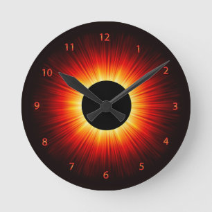 Glowing Totaly Eclipse Of The Sun Round Clock