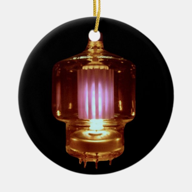 Glowing Transmitter Vacuum Tube Ceramic Ornament (Front)