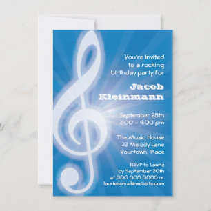 Glowing Treble Clef Party Invitation