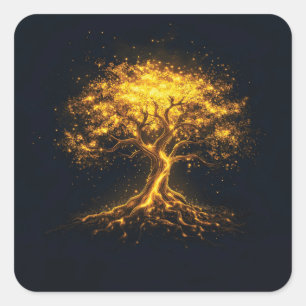  Glowing Tree of Life – Mystical and Enchanting  Square Sticker