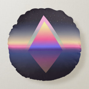Glowing triangle. Ethereum concept. futuristic abs Round Cushion