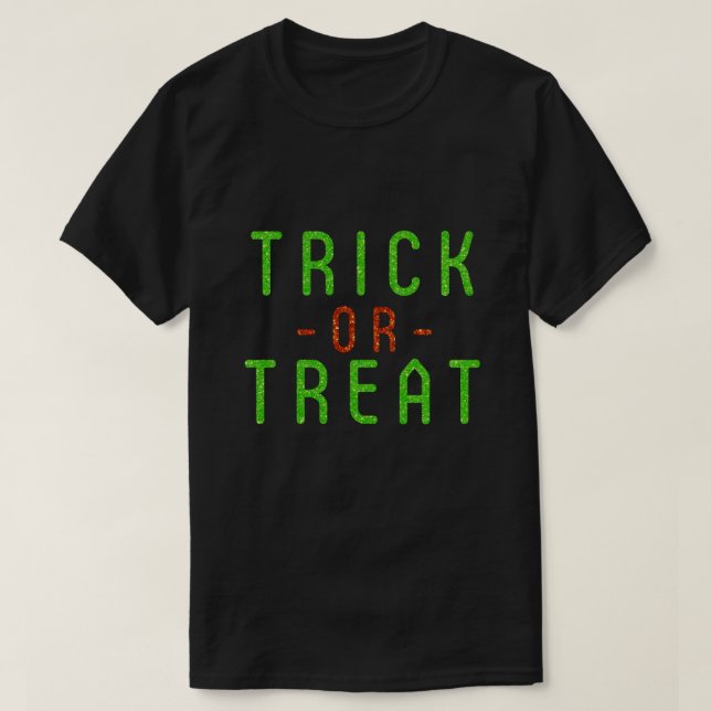Glowing Trick or Treat Halloween Glitter T-Shirt (Design Front)
