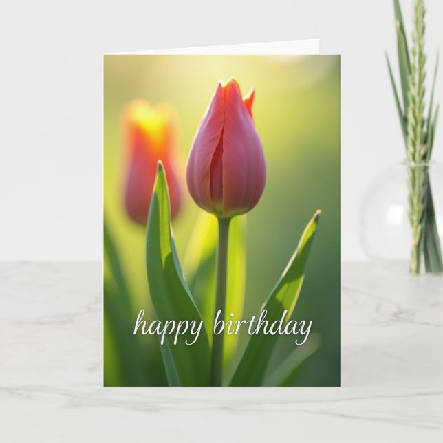 Glowing Tulip Birthday Card (Front)