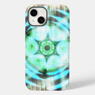 Glowing Turquoise Wheel On Black Abstract Case-Mate iPhone 14 Case
