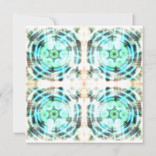 Glowing Turquoise Wheel On Black Abstract Pattern  Holiday Card