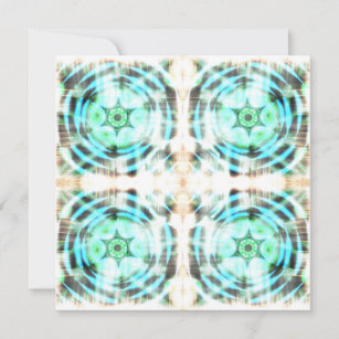 Glowing Turquoise Wheel On Black Abstract Pattern  Holiday Card