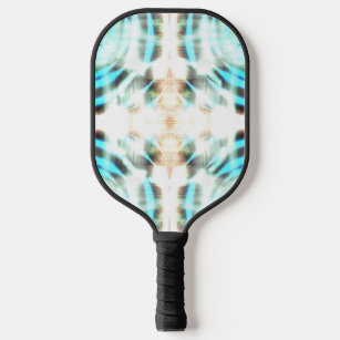 Glowing Turquoise Wheel On Black Abstract Pattern  Pickleball Paddle
