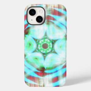 Glowing Turquoise Wheel On Red Abstract Case-Mate iPhone 14 Case