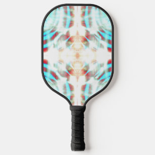 Glowing Turquoise Wheel On Red Abstract Pattern  Pickleball Paddle