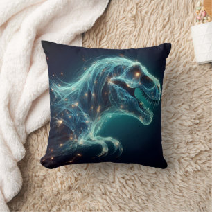 Glowing Tyrannosaurus Rex in Mystical Atmosphere Cushion