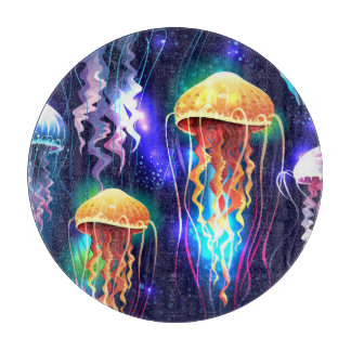 Glowing Underwater Jellyfish Horizontal Banner Cutting Board