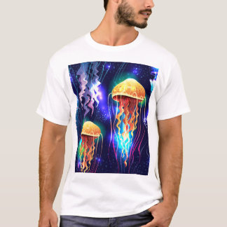 Glowing Underwater Jellyfish Horizontal Banner T-Shirt