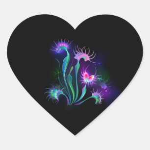 Glowing Venus Flytrap Heart Sticker