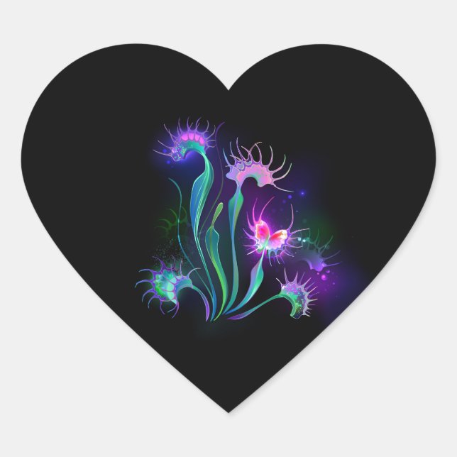 Glowing Venus Flytrap Heart Sticker (Front)