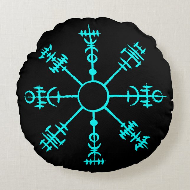 Glowing Viking Compass Round Cushion (Front)