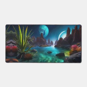 Glowing Water on a Distant Planet Desk Mat