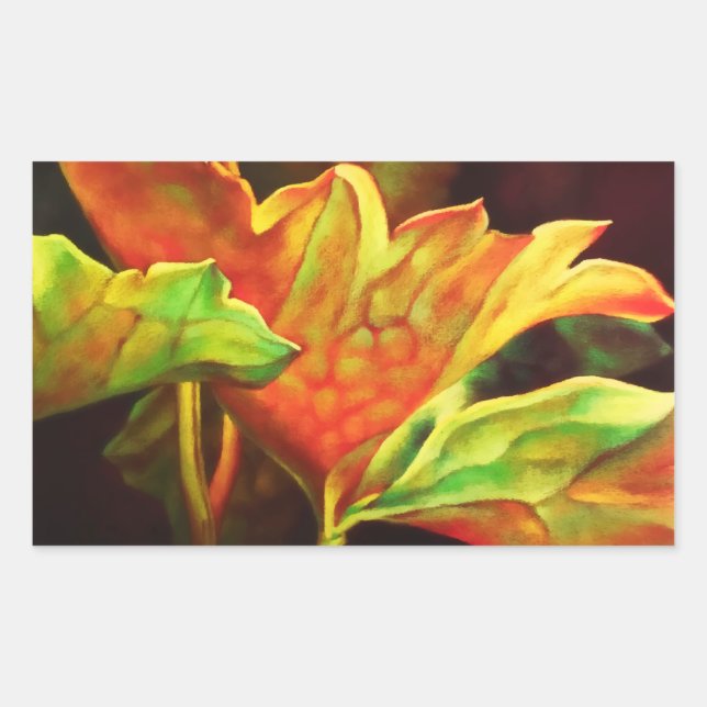 Glowing Watercolor Lotus Leaf Rectangular Sticker (Front)
