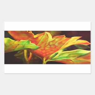 Glowing Watercolor Lotus Leaf Rectangular Sticker