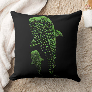 Glowing Whale Shark Particle Art Cushion
