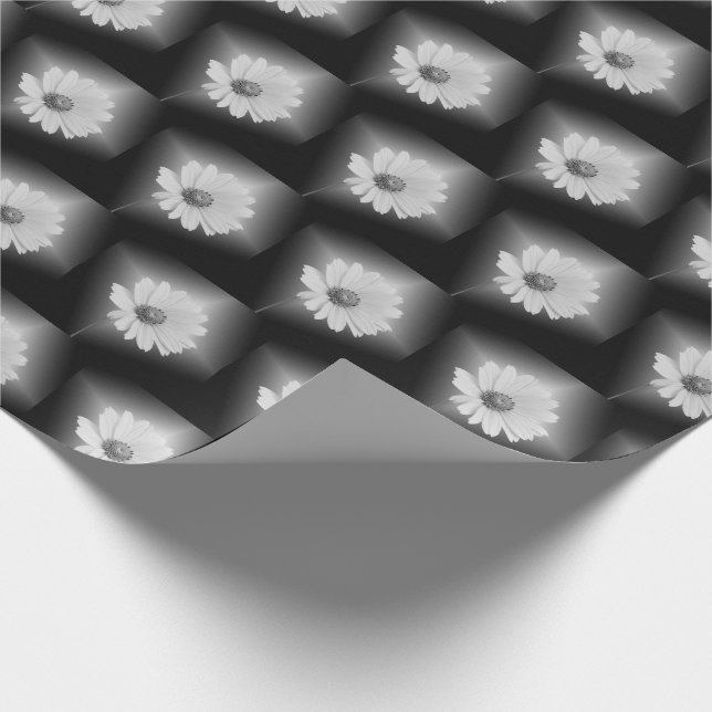 glowing white daisy on black wrapping paper (Corner)