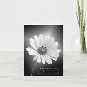 glowing white daisy sympathy thank you card