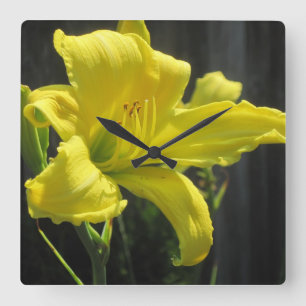 Glowing Yellow Lily Wall Clock