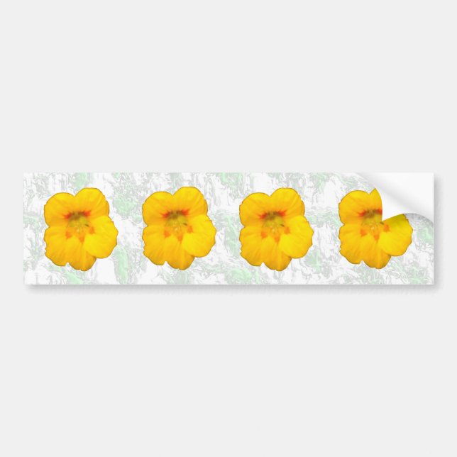 Glowing Yellow Nasturtium Flowers Bumper Sticker (Front)
