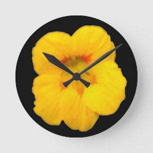 Glowing Yellow Nasturtium Wall Clock