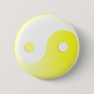 Glowing Yellow Yin/Yang Symbol 6 Cm Round Badge