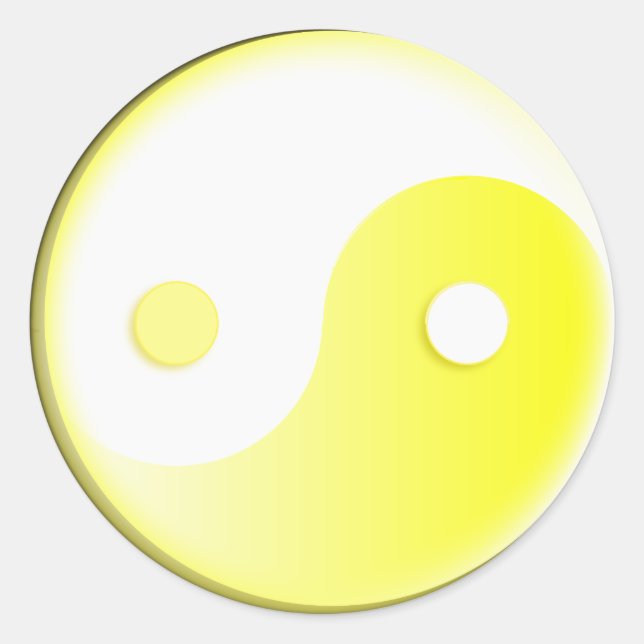 Glowing Yellow Yin/Yang Symbol Classic Round Sticker (Front)