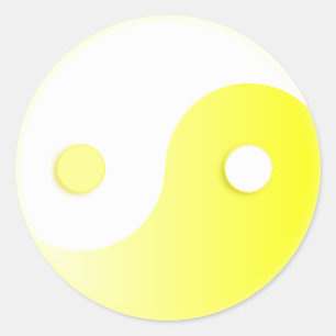Glowing Yellow Yin/Yang Symbol Classic Round Sticker